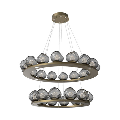 Luna Two-Tier Ring LED Chandelier in Gilded Brass/Smoke (Zircon Crystal).