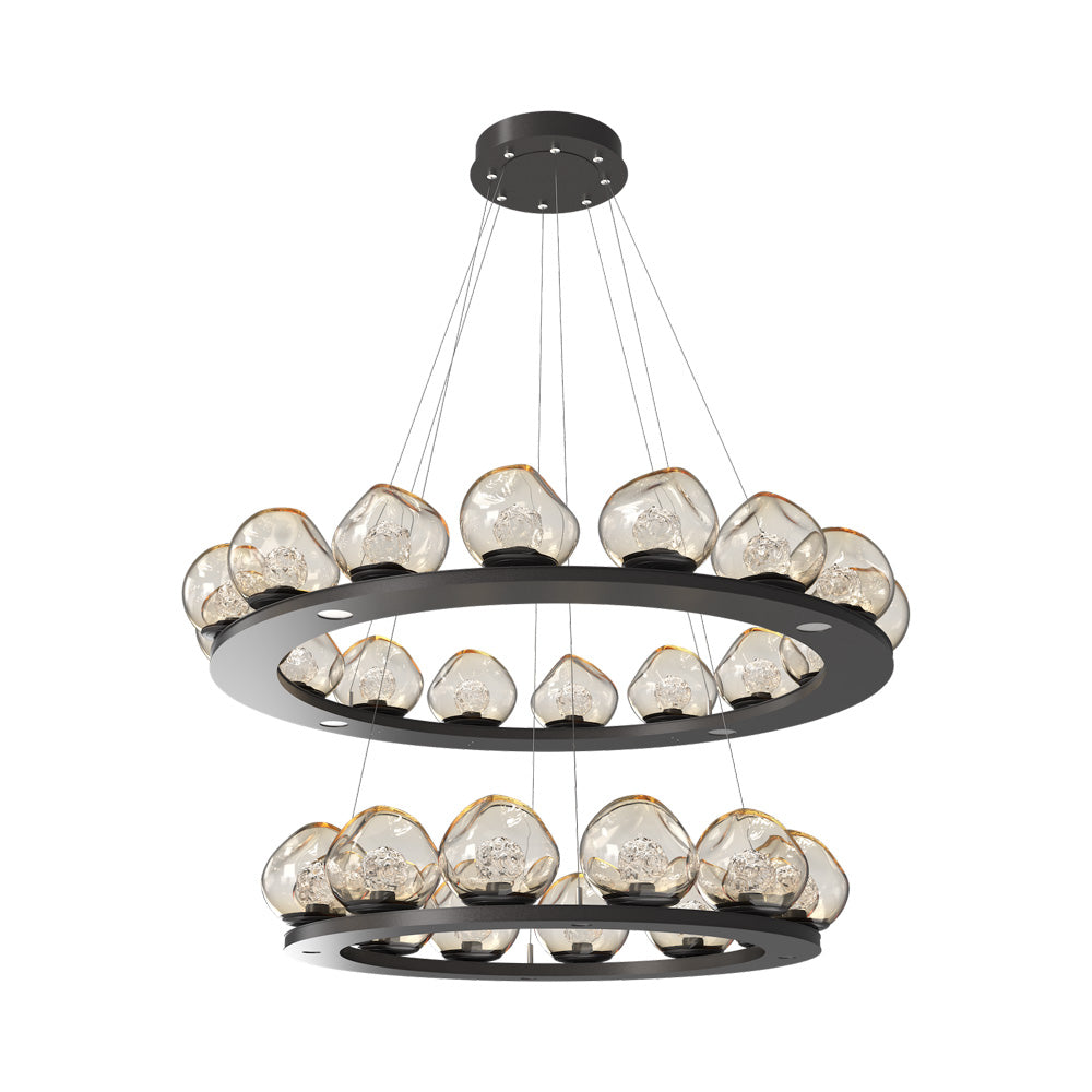 Luna Two-Tier Ring LED Chandelier in Graphite/Amber (Floret Crystal).
