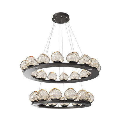 Luna Two-Tier Ring LED Chandelier in Graphite/Amber (Floret Crystal).