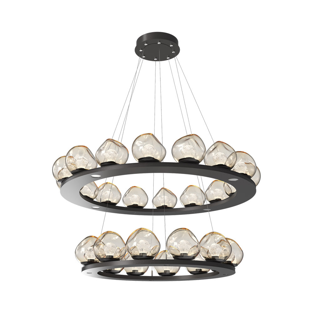 Luna Two-Tier Ring LED Chandelier in Graphite/Amber (Zircon Crystal).