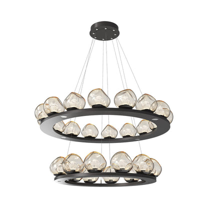 Luna Two-Tier Ring LED Chandelier in Graphite/Amber (Zircon Crystal).