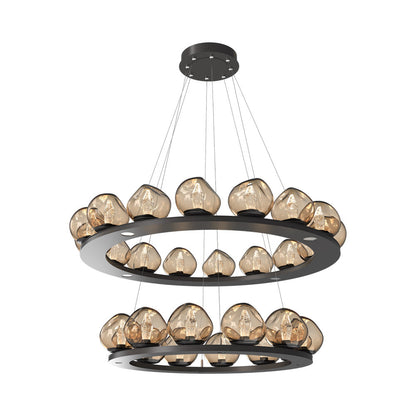 Luna Two-Tier Ring LED Chandelier in Graphite/Bronze (Geo Crystal).
