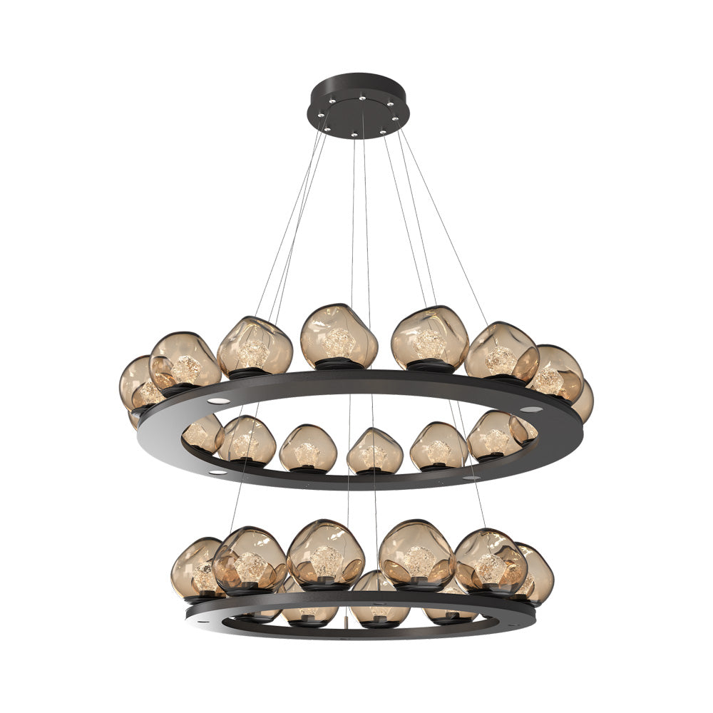 Luna Two-Tier Ring LED Chandelier in Graphite/Bronze (Zircon Crystal).