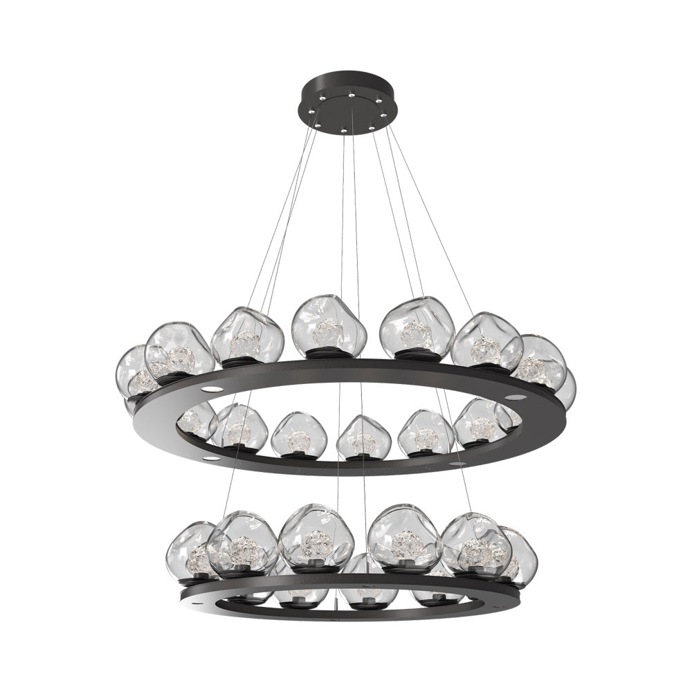 Luna Two-Tier Ring LED Chandelier in Graphite/Clear (Floret Crystal).