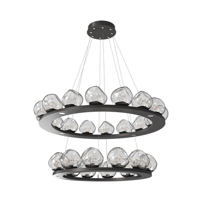 Luna Two-Tier Ring LED Chandelier in Graphite/Clear (Floret Crystal).