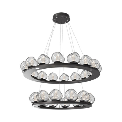 Luna Two-Tier Ring LED Chandelier in Graphite/Clear (Geo Crystal).