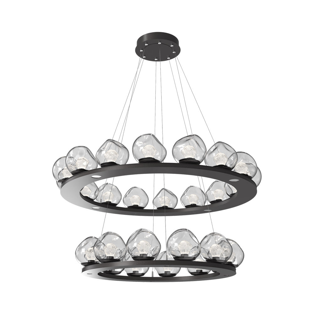 Luna Two-Tier Ring LED Chandelier in Graphite/Clear (Zircon Crystal).