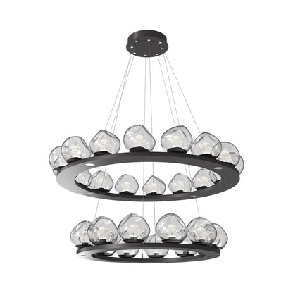 Luna Two-Tier Ring LED Chandelier in Graphite/Clear (Zircon Crystal).