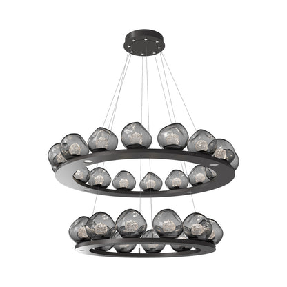 Luna Two-Tier Ring LED Chandelier in Graphite/Smoke (Floret Crystal).