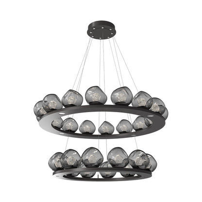 Luna Two-Tier Ring LED Chandelier in Graphite/Smoke (Zircon Crystal).