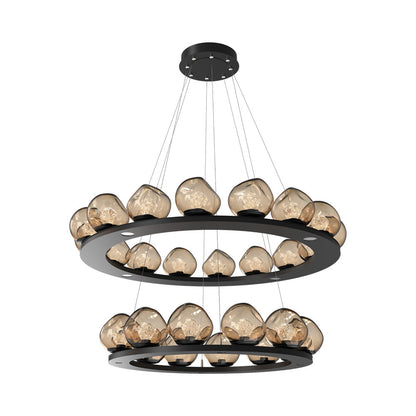 Luna Two-Tier Ring LED Chandelier in Matte Black/Bronze (Zircon Crystal).