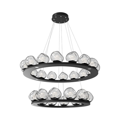 Luna Two-Tier Ring LED Chandelier in Matte Black/Clear (Zircon Crystal).
