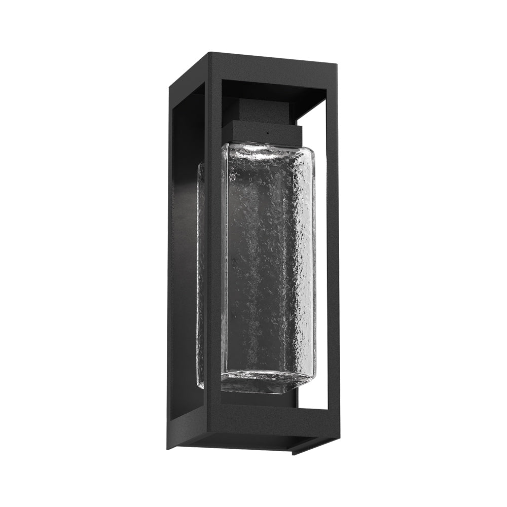 Maison Outdoor LED Wall Light in Textured Black/Clear Hammered (16.8-Inch).
