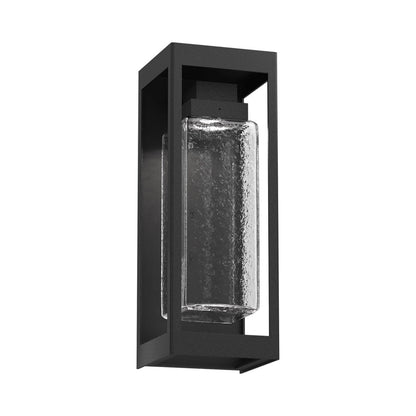 Maison Outdoor LED Wall Light in Textured Black/Clear Hammered (16.8-Inch).
