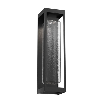 Maison Outdoor LED Wall Light in Textured Black/Clear Hammered (25.8-Inch).