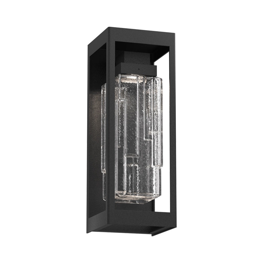 Maison Outdoor LED Wall Light in Textured Black/Clear Ledgestone (16.8-Inch).