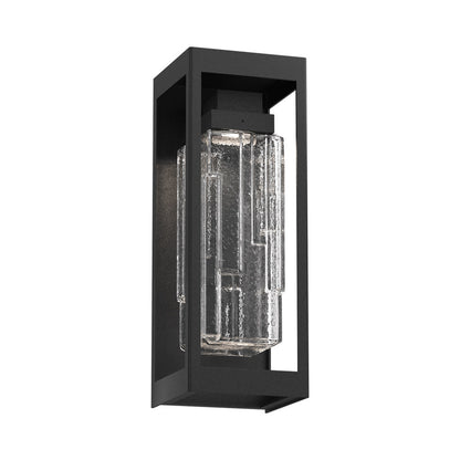Maison Outdoor LED Wall Light in Textured Black/Clear Ledgestone (16.8-Inch).