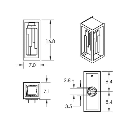 Maison Outdoor LED Wall Light - line drawing.