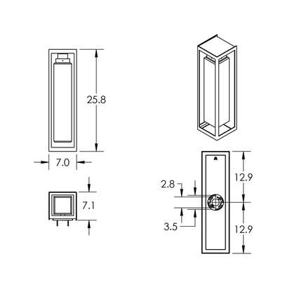 Maison Outdoor LED Wall Light - line drawing.