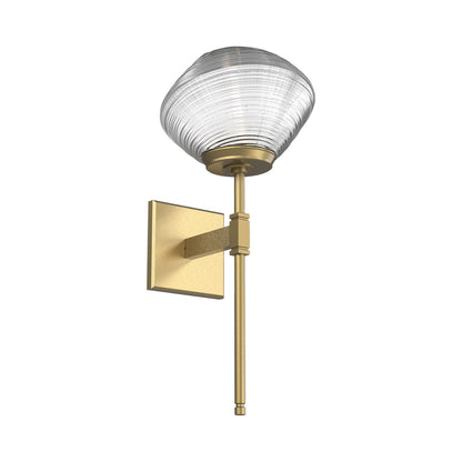 Mesa Belvedere LED Wall Light in Gilded Brass/Clear Blown Glass.
