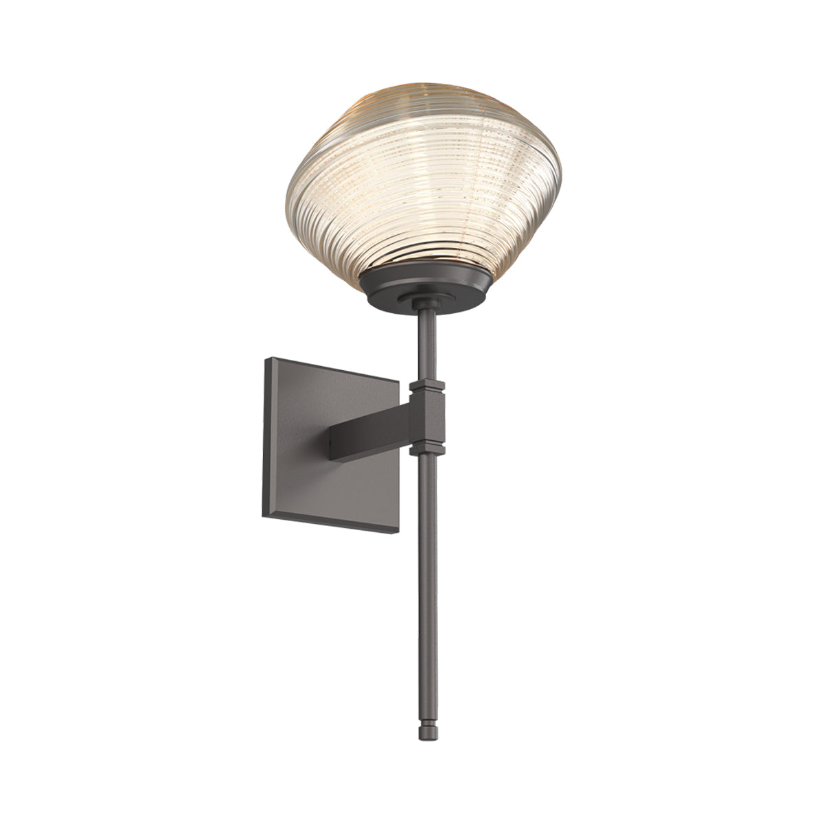 Mesa Belvedere LED Wall Light in Graphite/Amber Blown Glass.