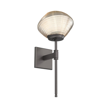 Mesa Belvedere LED Wall Light in Graphite/Amber Blown Glass.