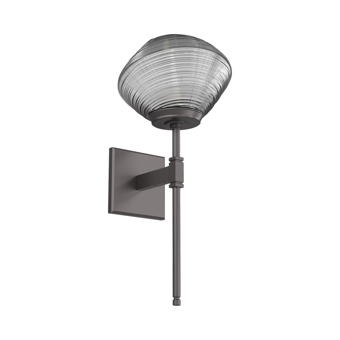 Mesa Belvedere LED Wall Light in Graphite/Smoke Blown Glass.