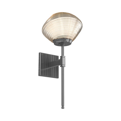 Mesa Belvedere LED Wall Light in Gunmetal/Amber Blown Glass.