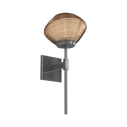 Mesa Belvedere LED Wall Light in Gunmetal/Bronze Blown Glass.