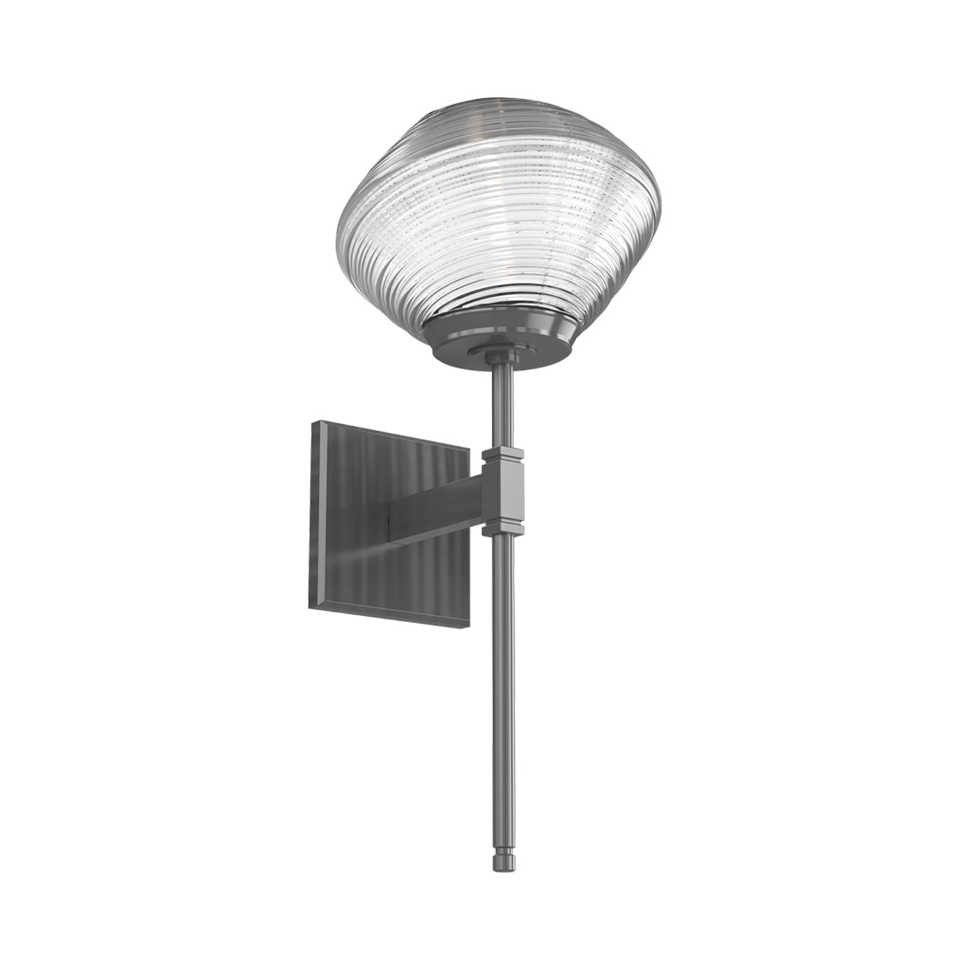 Mesa Belvedere LED Wall Light in Gunmetal/Clear Blown Glass.