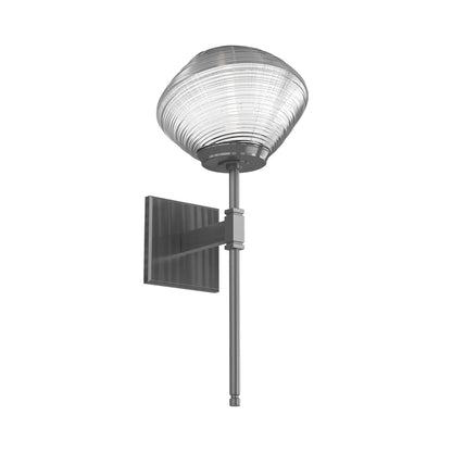 Mesa Belvedere LED Wall Light in Gunmetal/Clear Blown Glass.