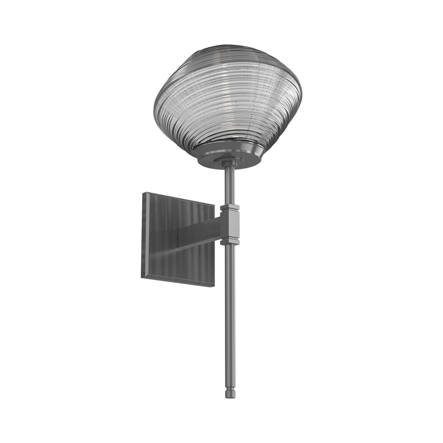 Mesa Belvedere LED Wall Light in Gunmetal/Smoke Blown Glass.