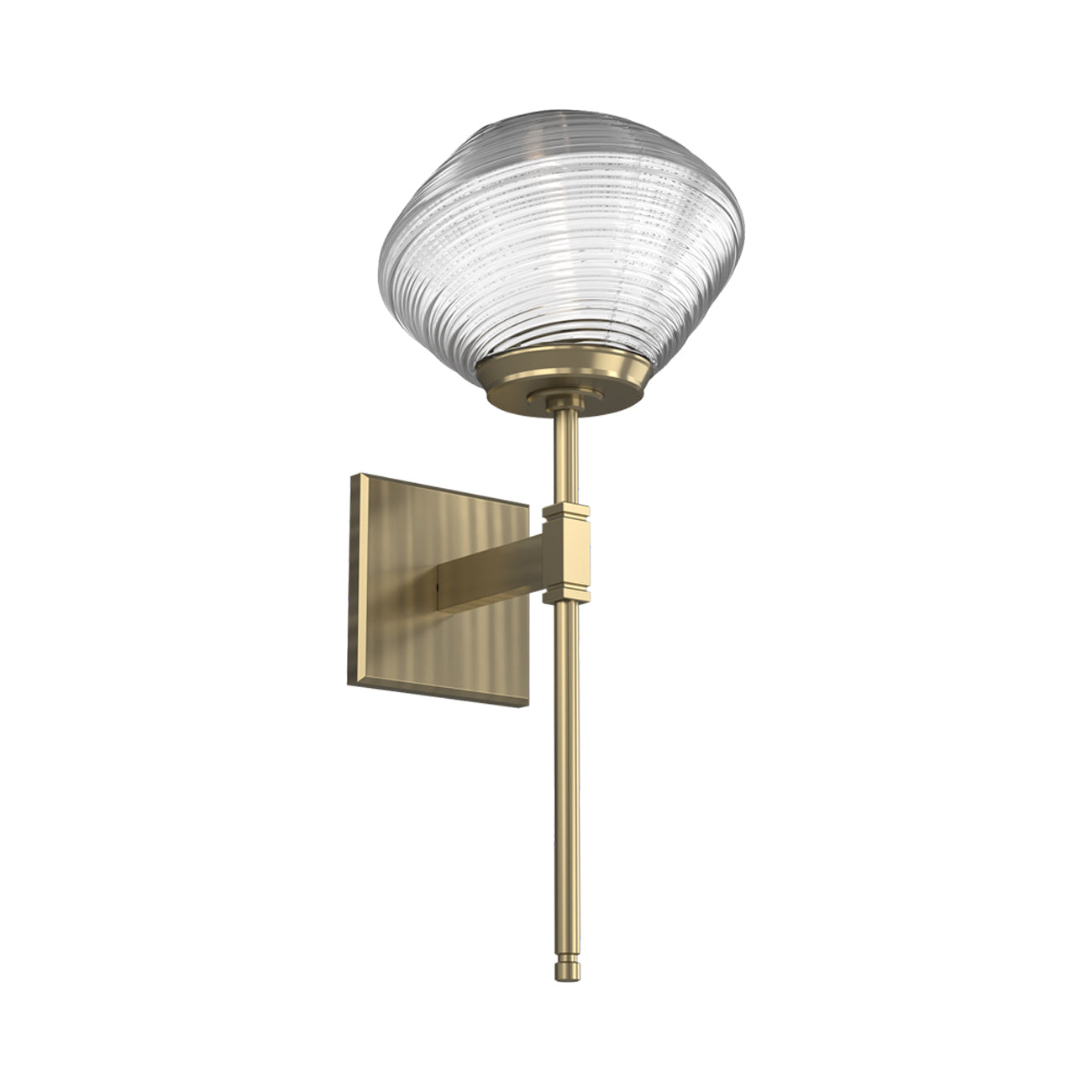 Mesa Belvedere LED Wall Light in Heritage Brass/Clear Blown Glass.