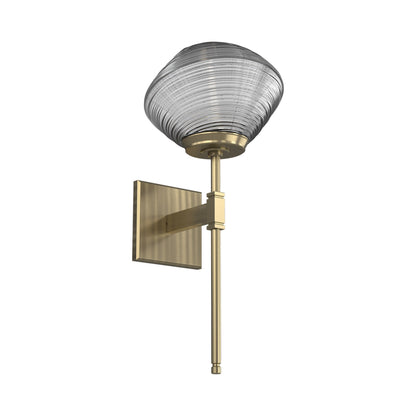 Mesa Belvedere LED Wall Light in Heritage Brass/Smoke Blown Glass.
