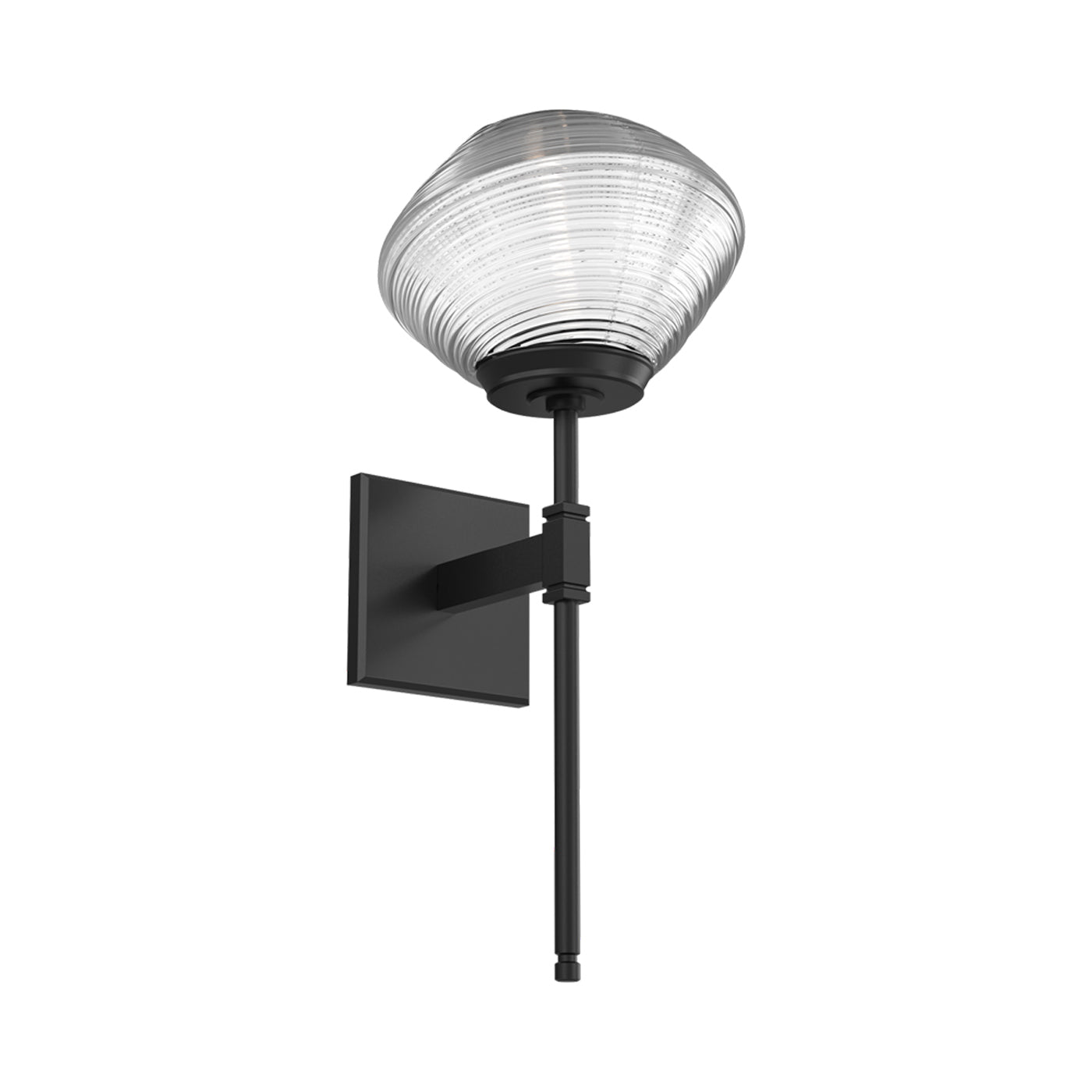 Mesa Belvedere LED Wall Light in Matte Black/Clear Blown Glass.