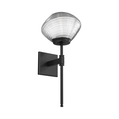 Mesa Belvedere LED Wall Light in Matte Black/Clear Blown Glass.