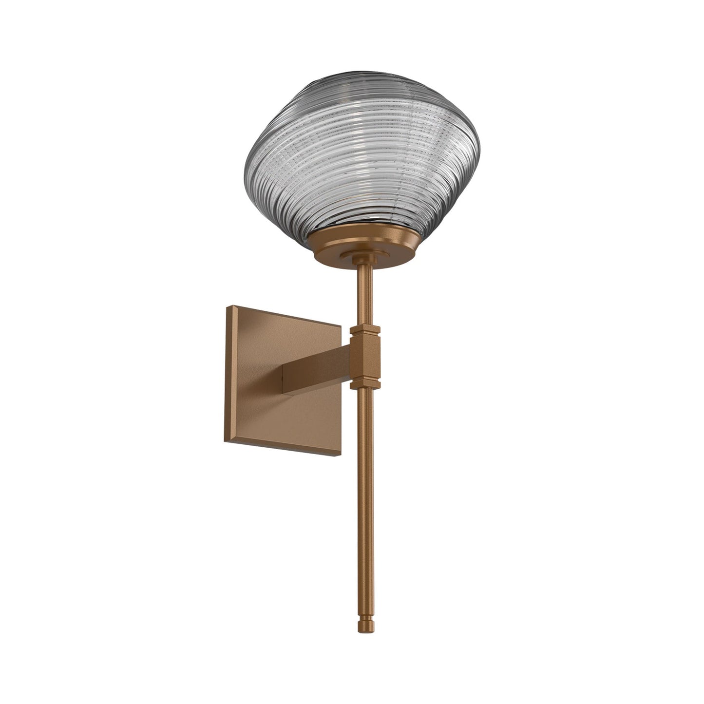 Mesa Belvedere LED Wall Light in Novel Brass/Smoke Blown Glass.