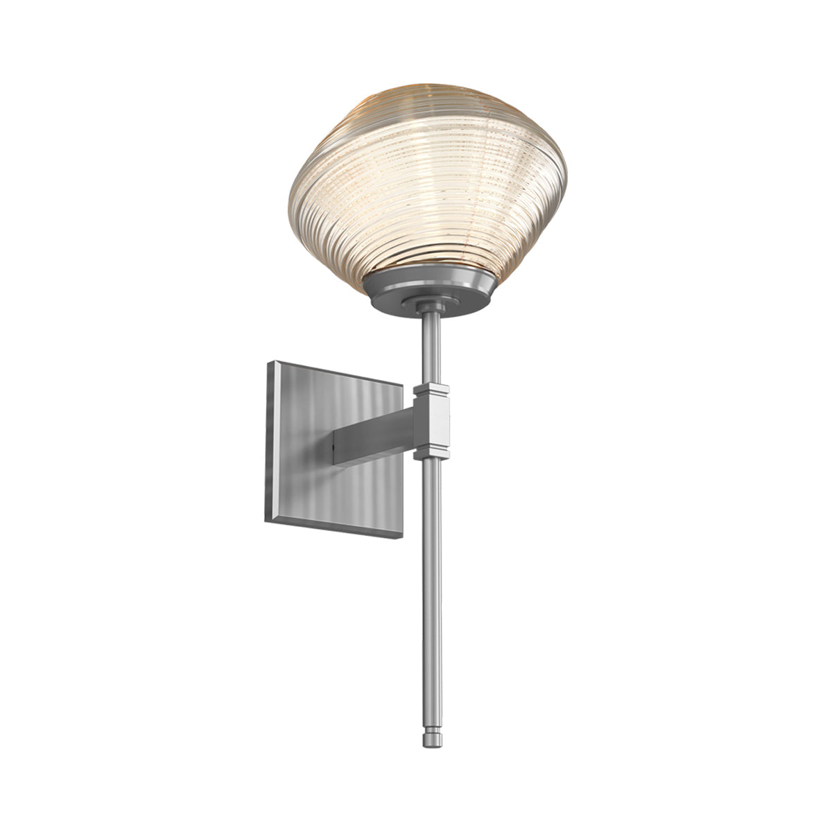 Mesa Belvedere LED Wall Light in Satin Nickel/Amber Blown Glass.