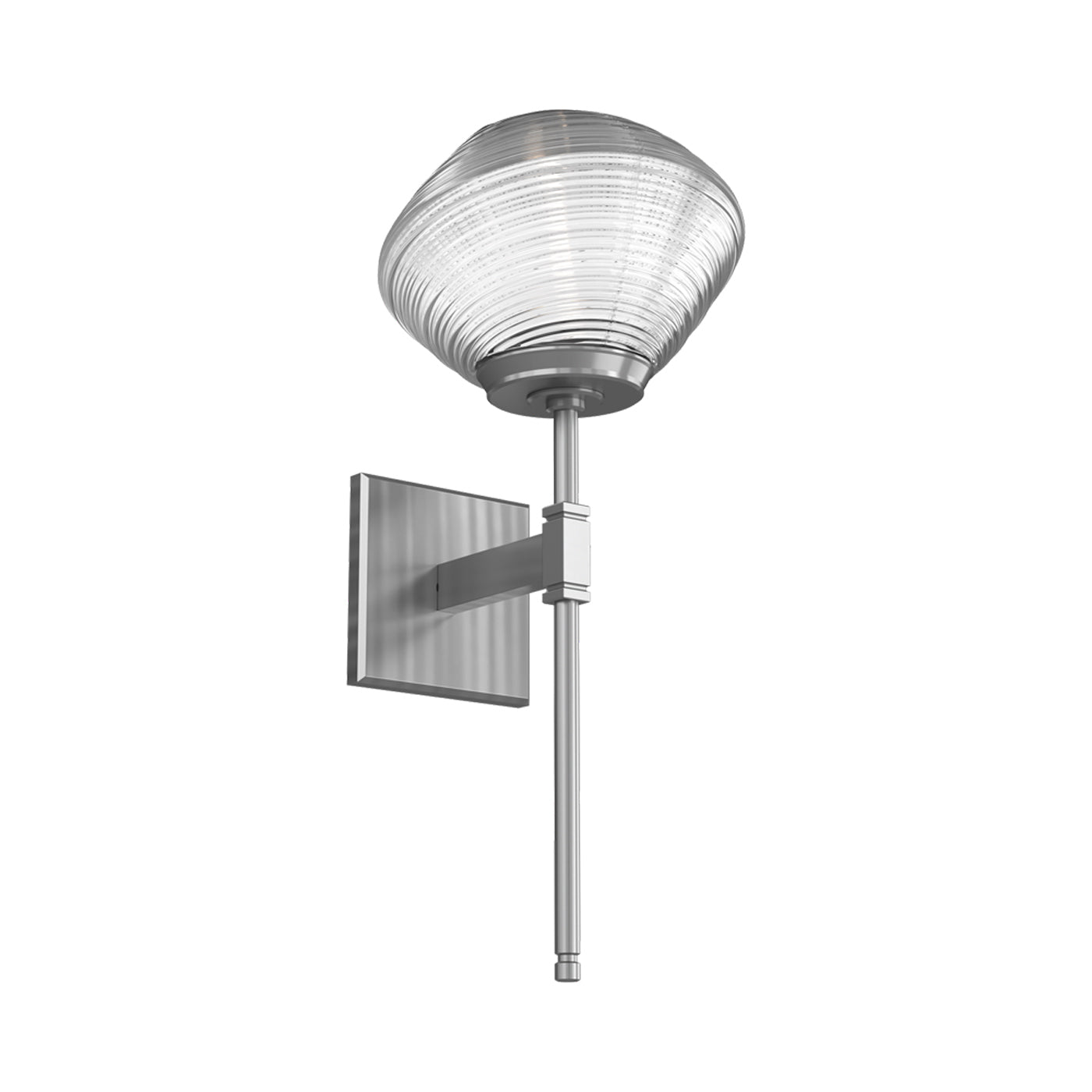 Mesa Belvedere LED Wall Light in Satin Nickel/Clear Blown Glass.