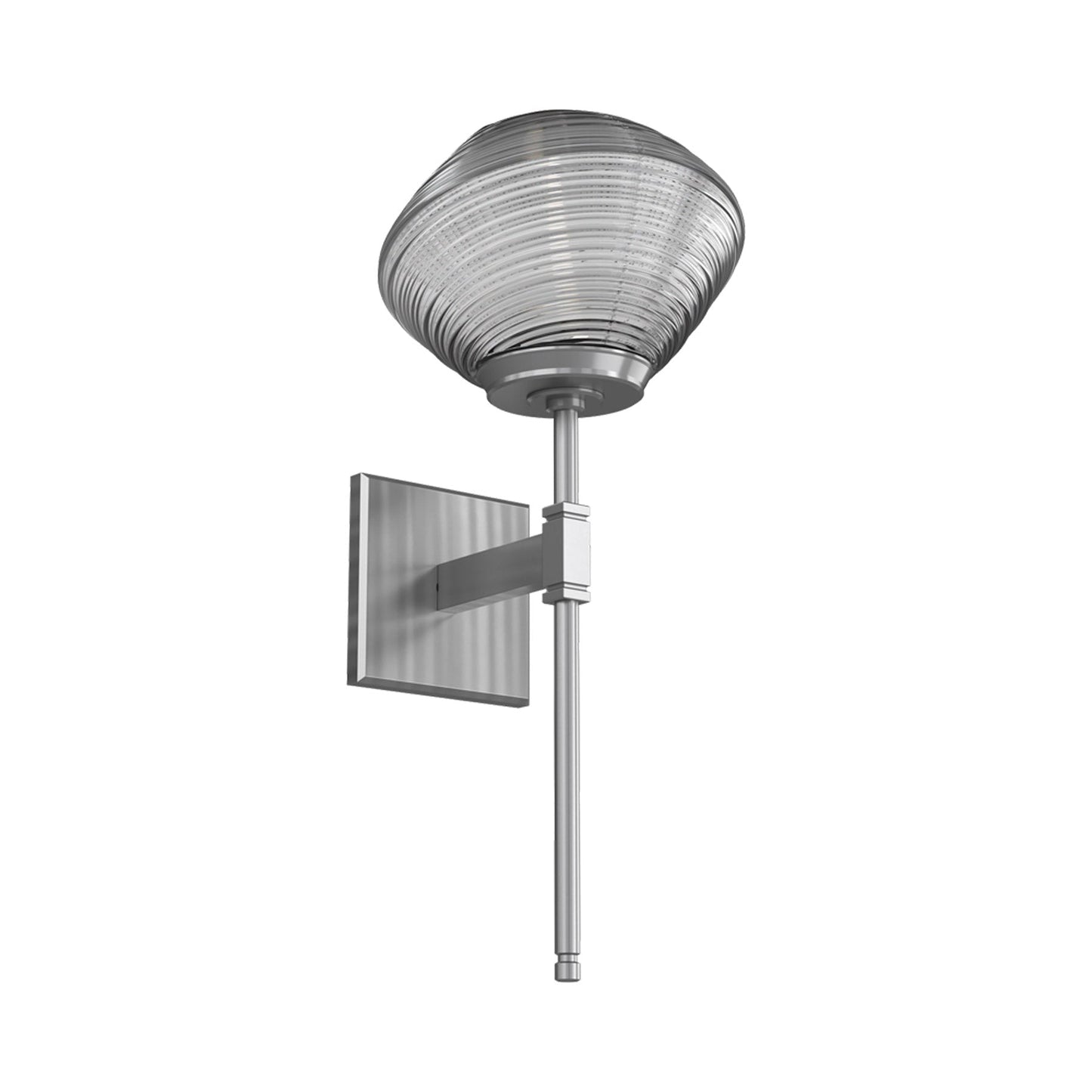 Mesa Belvedere LED Wall Light in Satin Nickel/Smoke Blown Glass.