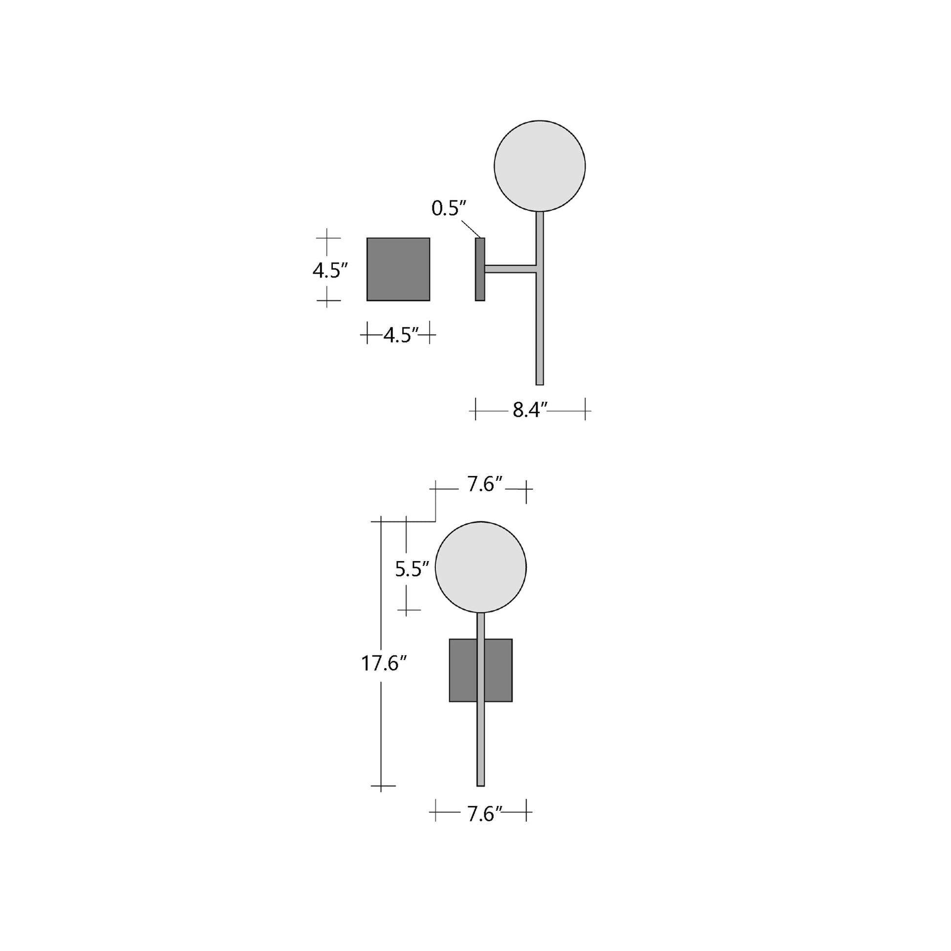Mesa Belvedere LED Wall Light - line drawing.