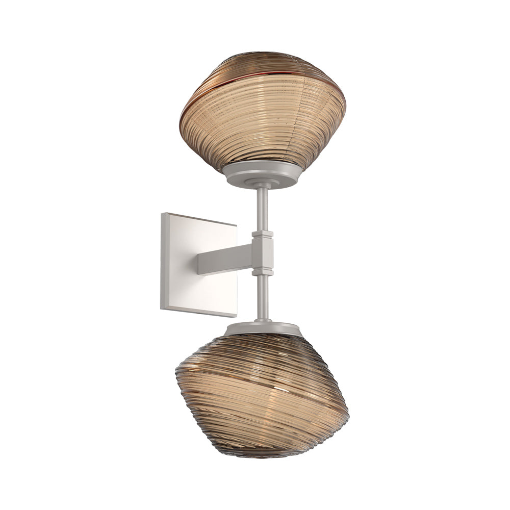 Mesa Double LED Wall Light in Beige Silver/Bronze Blown Glass.