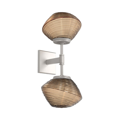 Mesa Double LED Wall Light in Beige Silver/Bronze Blown Glass.