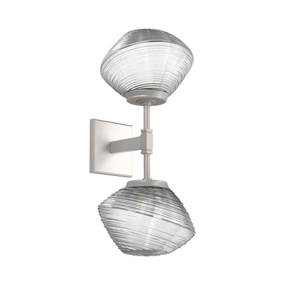Mesa Double LED Wall Light in Beige Silver/Clear Blown Glass.
