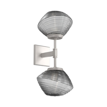 Mesa Double LED Wall Light in Beige Silver/Smoke Blown Glass.