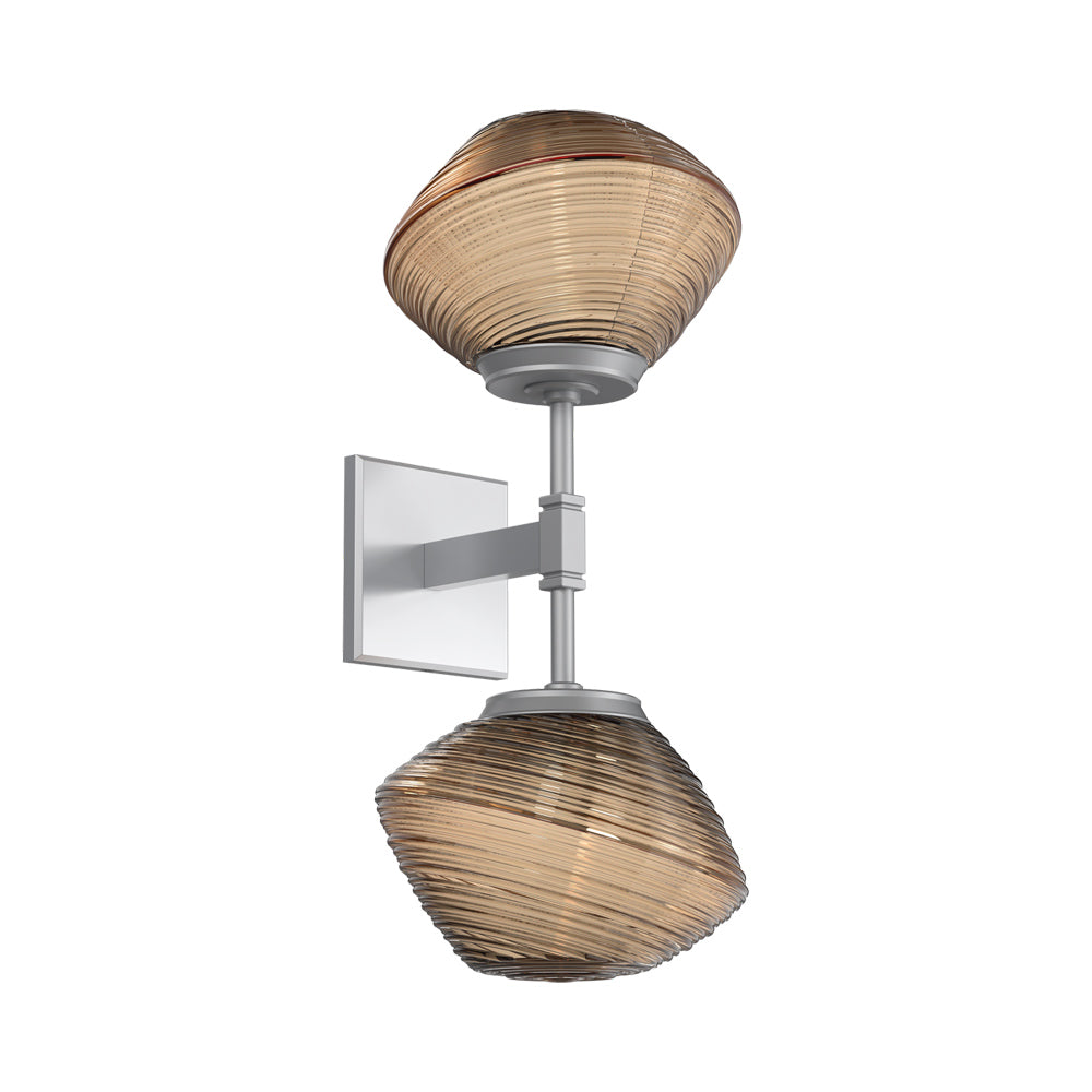 Mesa Double LED Wall Light in Classic Silver/Bronze Blown Glass.