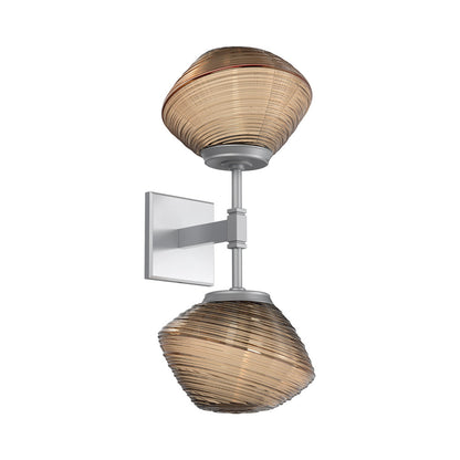 Mesa Double LED Wall Light in Classic Silver/Bronze Blown Glass.
