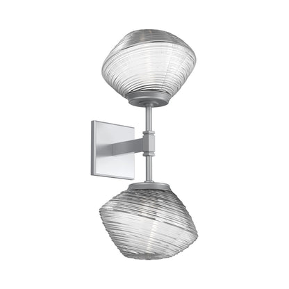Mesa Double LED Wall Light in Classic Silver/Clear Blown Glass.