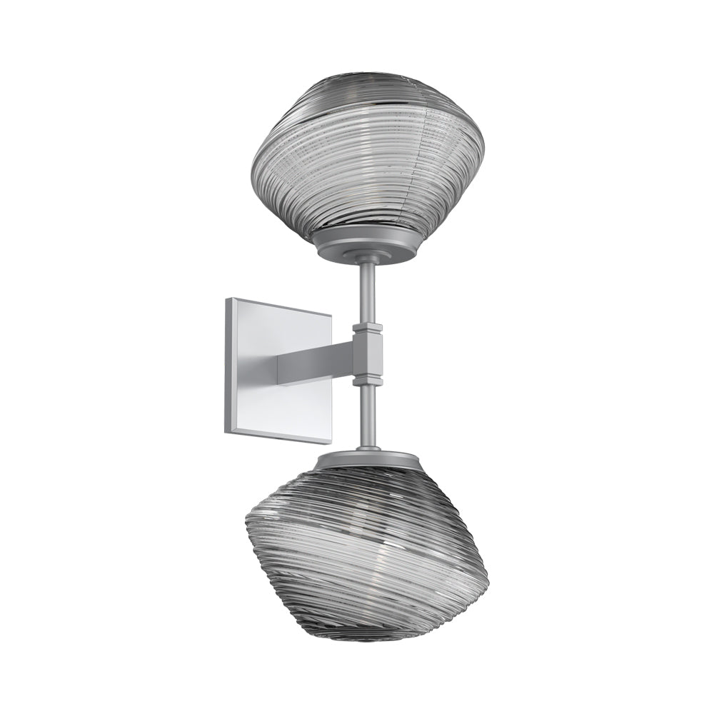 Mesa Double LED Wall Light in Classic Silver/Smoke Blown Glass.