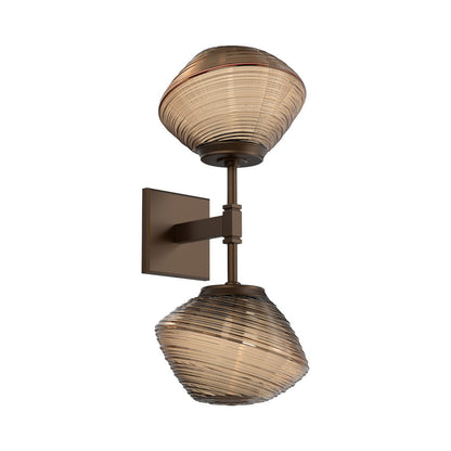 Mesa Double LED Wall Light in Flat Bronze/Bronze Blown Glass.